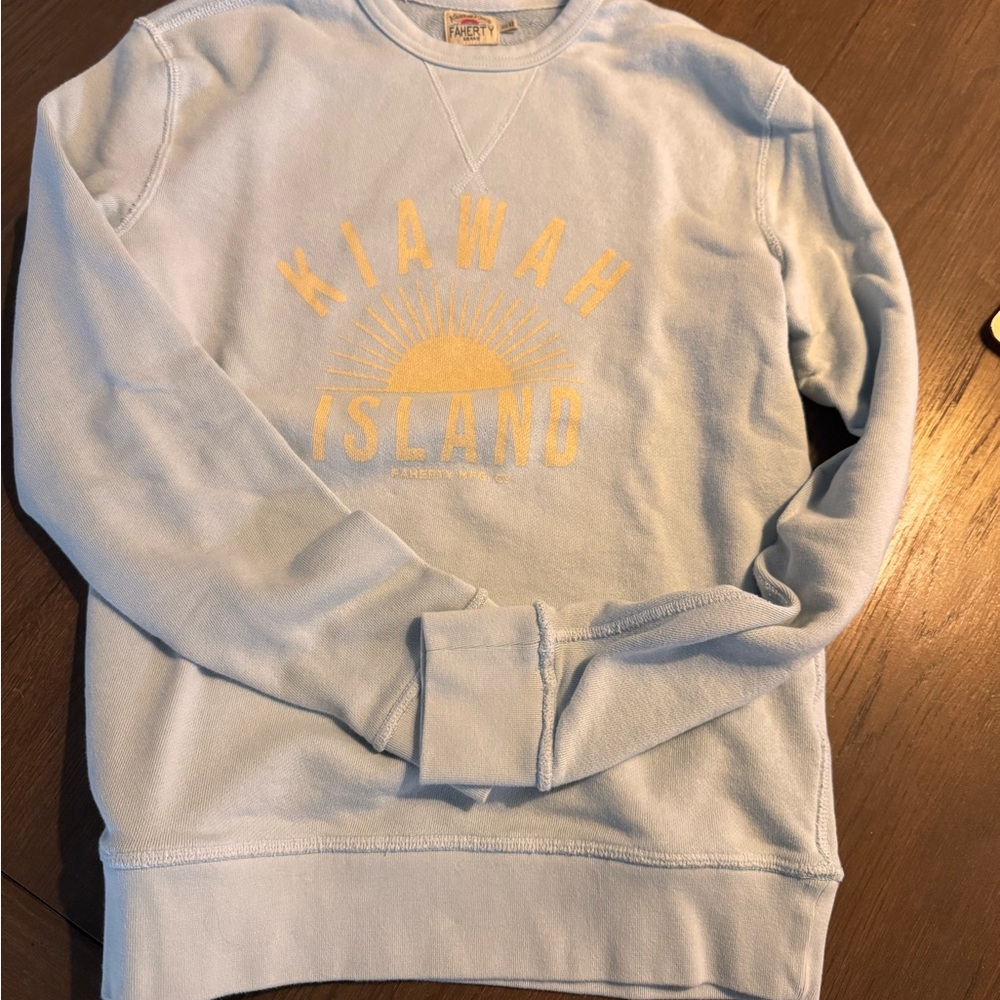 Faherty Light Blue Sweatshirt with Yellow Print